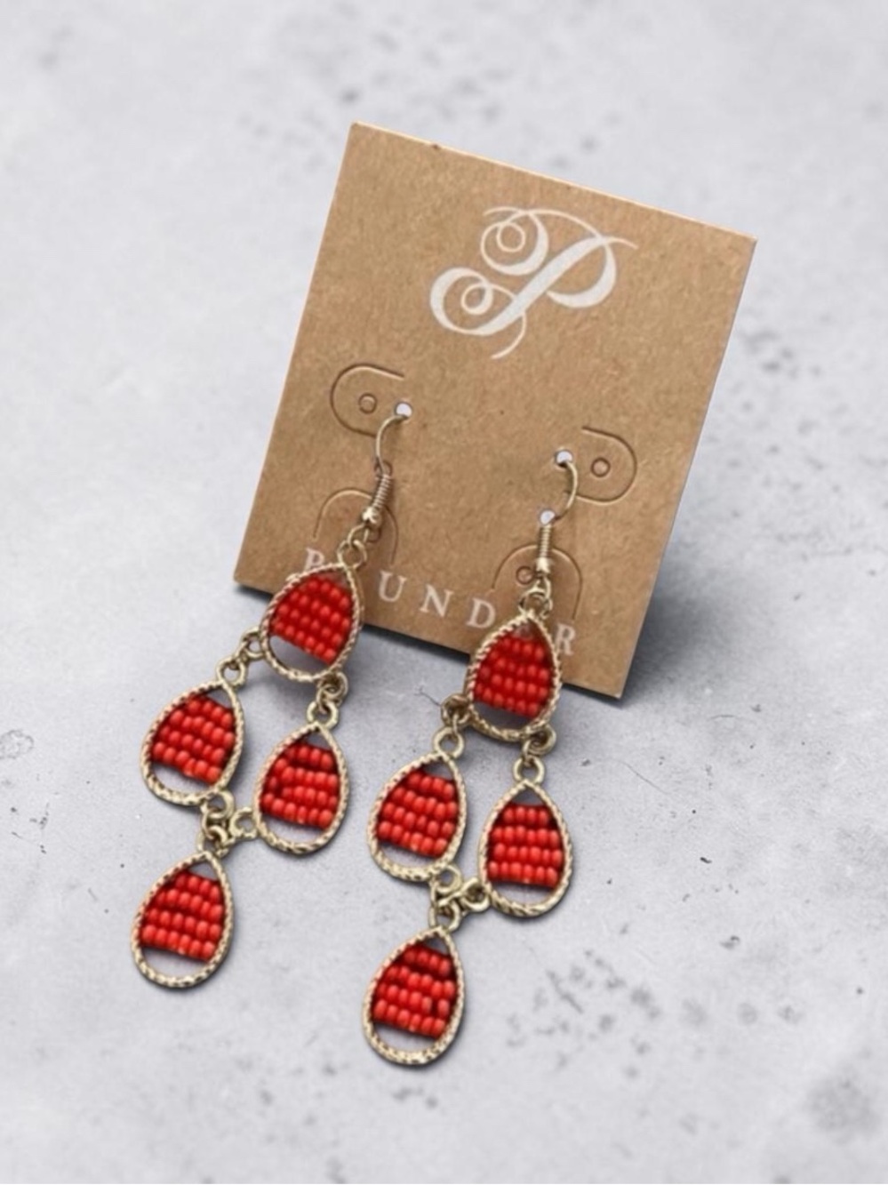 Plunder Design Jaylen Orange Seed Bead Dangle Drop Earrings
